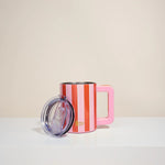 14 oz Insulated Mug | Sicily Stripes Pink - Juli's Wearable Art