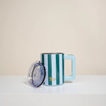 14 oz Insulated Mug | Sicily Stripes Teal - Juli's Wearable Art