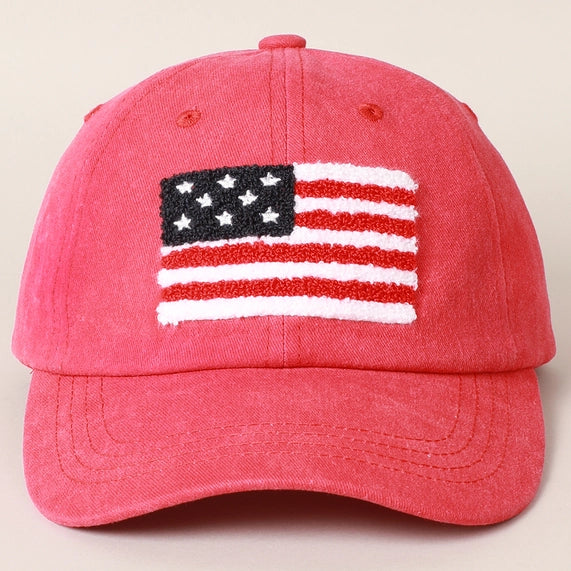 American Flag Chenille Patch Baseball Caps