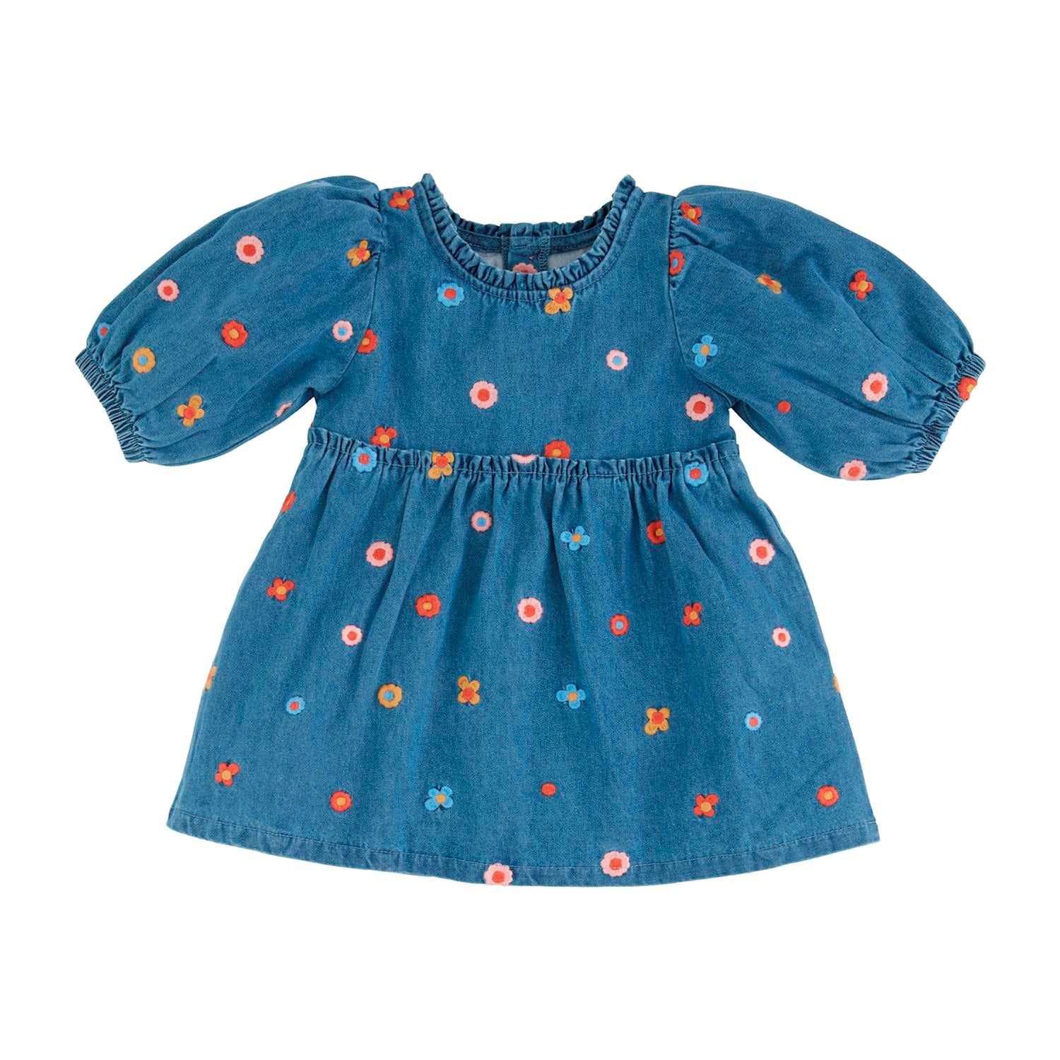 Mudpie Floral Denim Toddler Dress