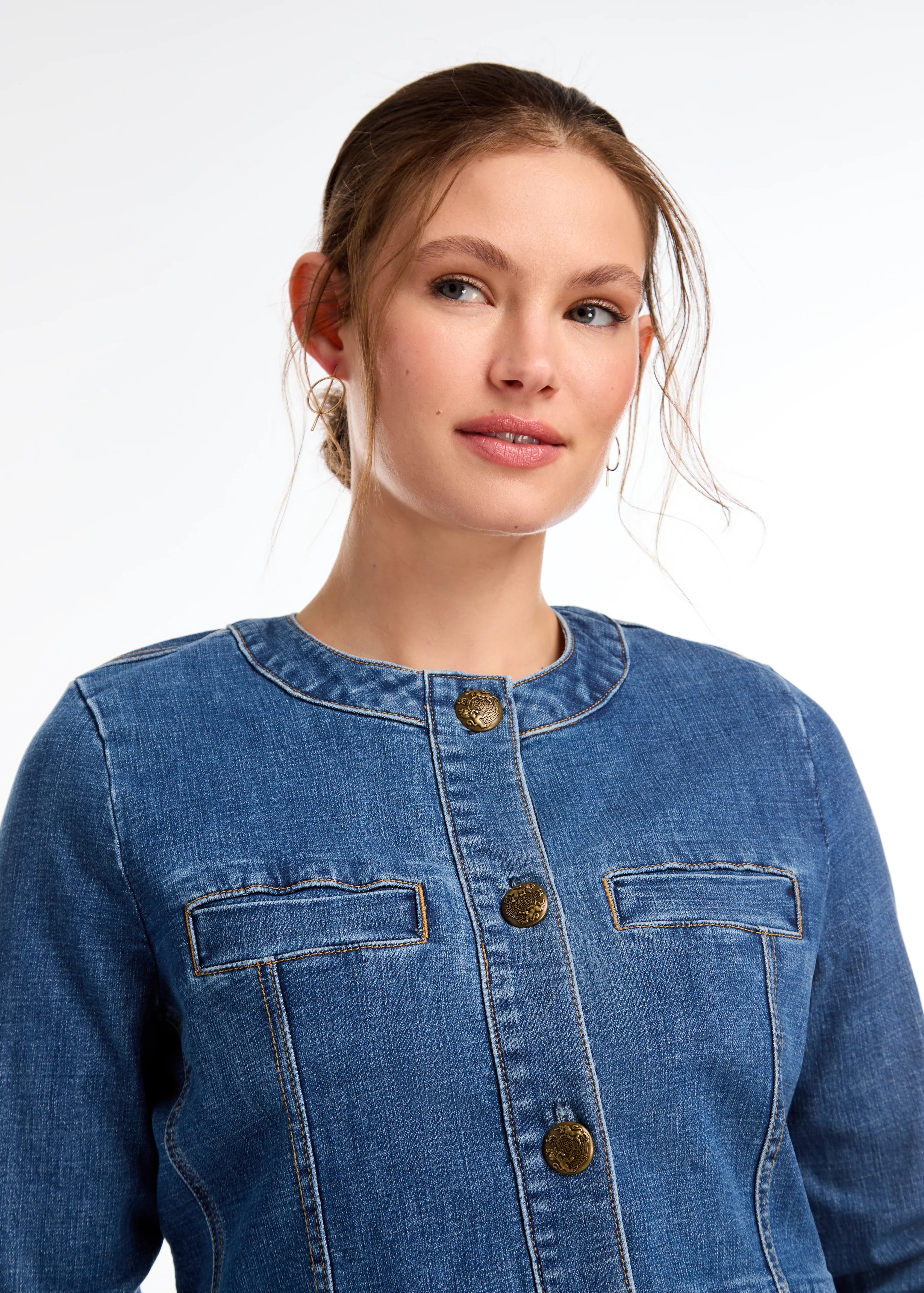 FDJ Collarless Denim Jacket