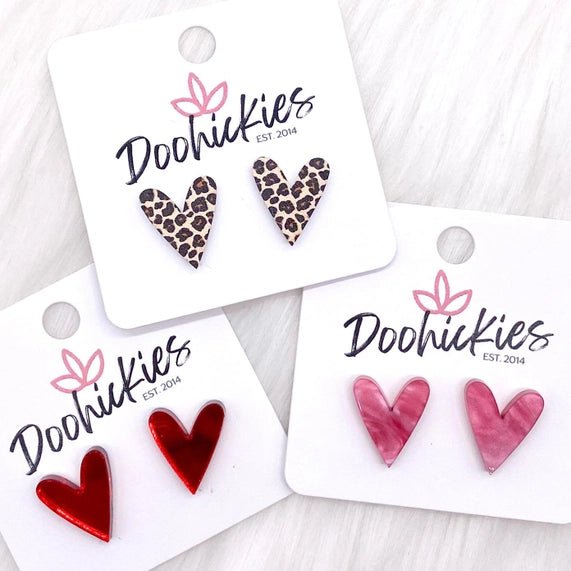 16mm Acrylic Valentine Heart Studs - Earrings - Juli's Wearable Art
