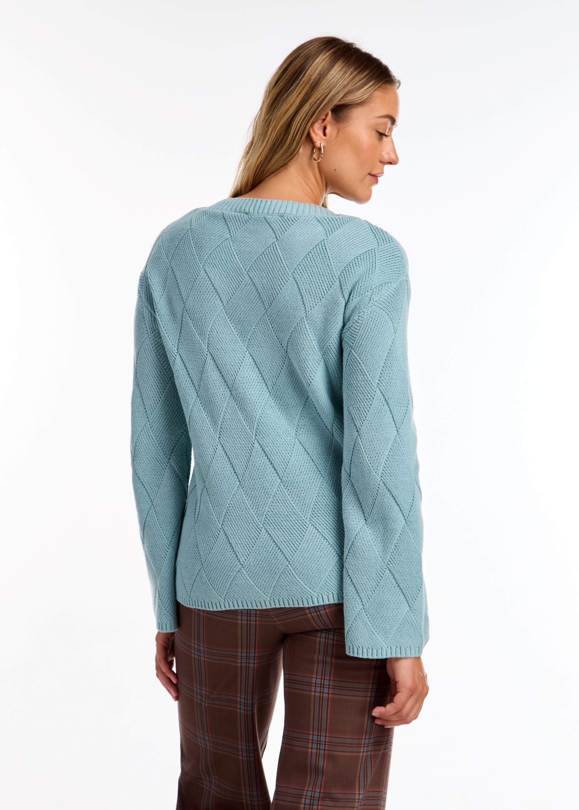 FDJ Aqua Long Sleeve Boatneck Sweater