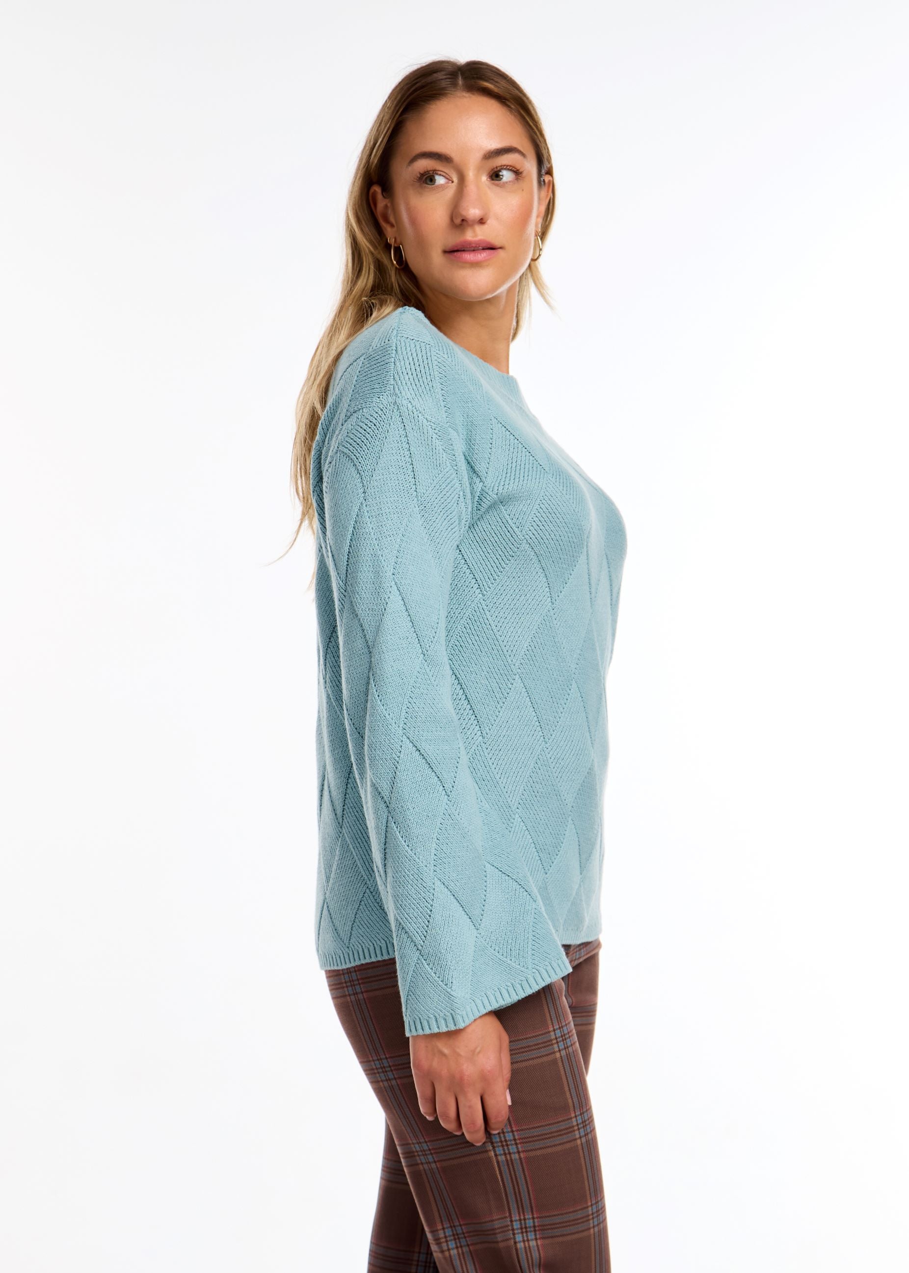 FDJ Aqua Long Sleeve Boatneck Sweater