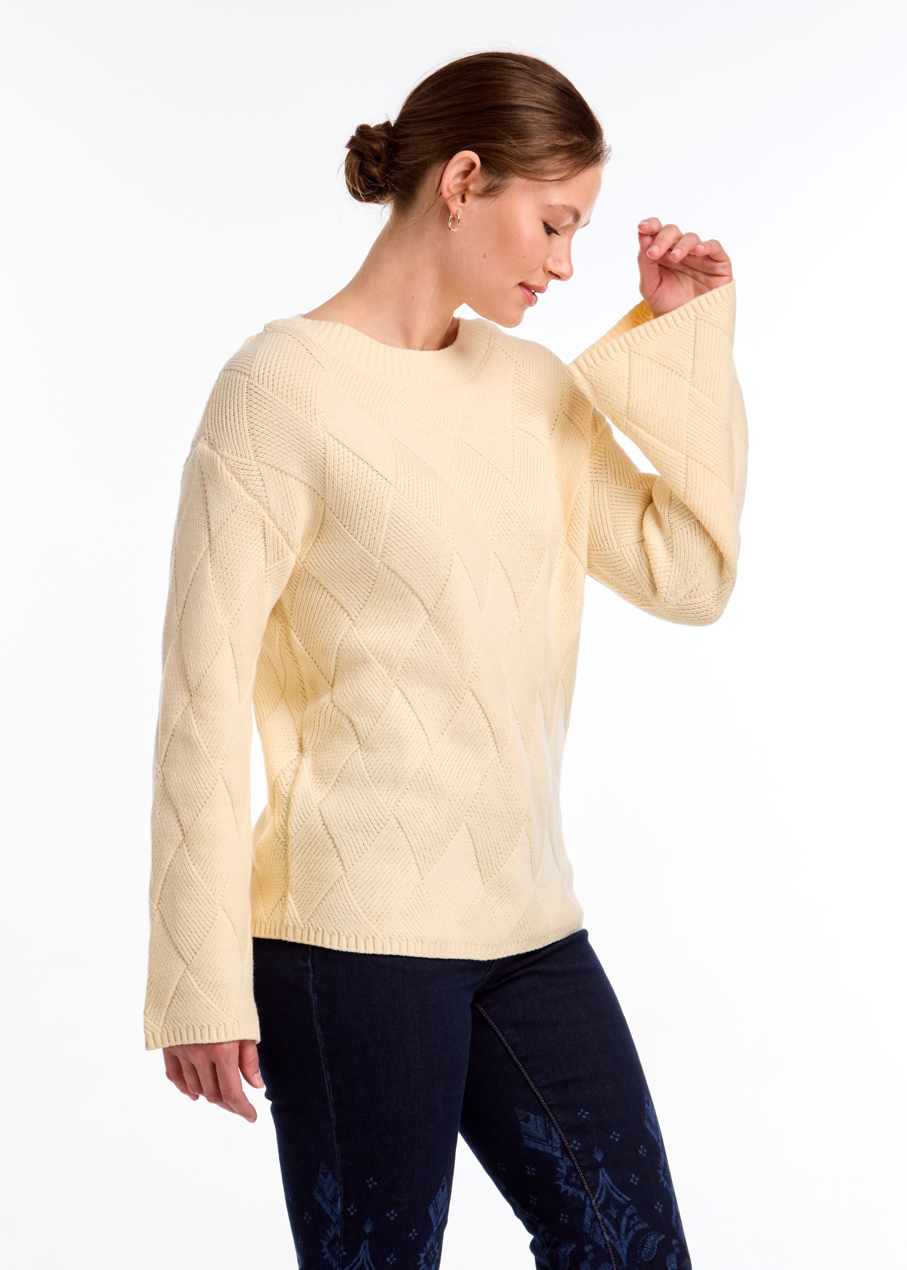 FDJ Ivory Long Sleeve Boatneck Sweater