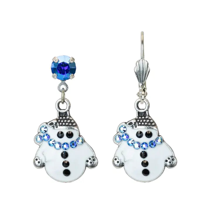 Anne Koplik Frosty Winter Snowman Crystal Earrings