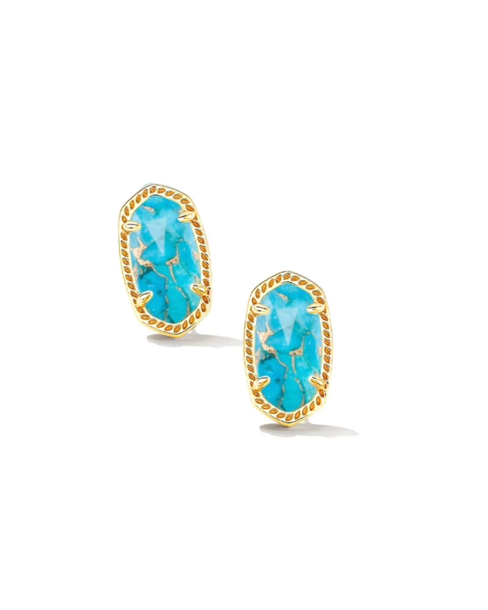 Kendra Scott Ellie Studs- Gold Bronze Veined Turquoise Magnesite