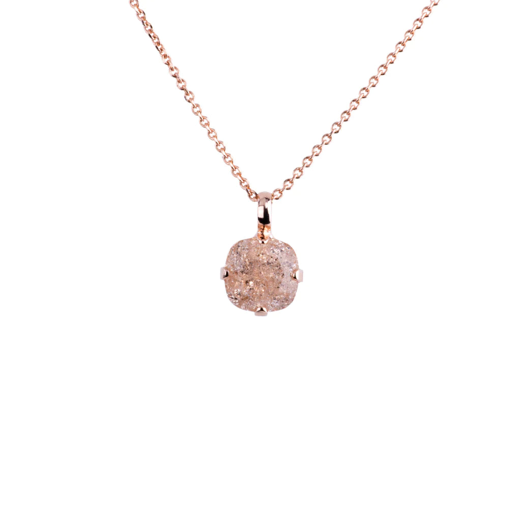Mariana Rose Gold Cushion Cut Crystal Pendant Necklace in "Desert Ice"
