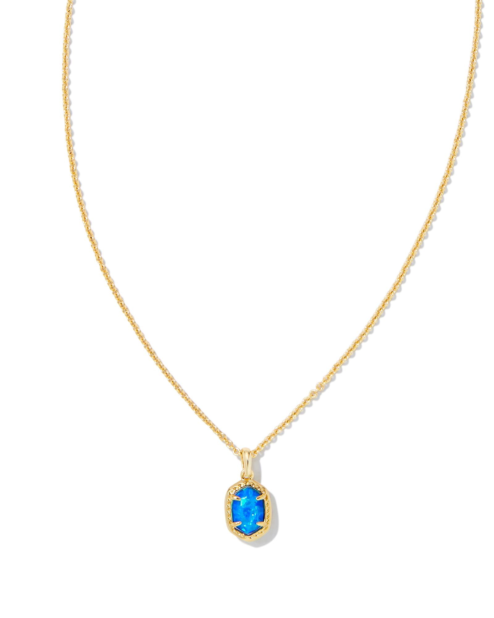 Kendra Scott Daphne Gold & Bright Blue Opal Framed Pendant Necklace
