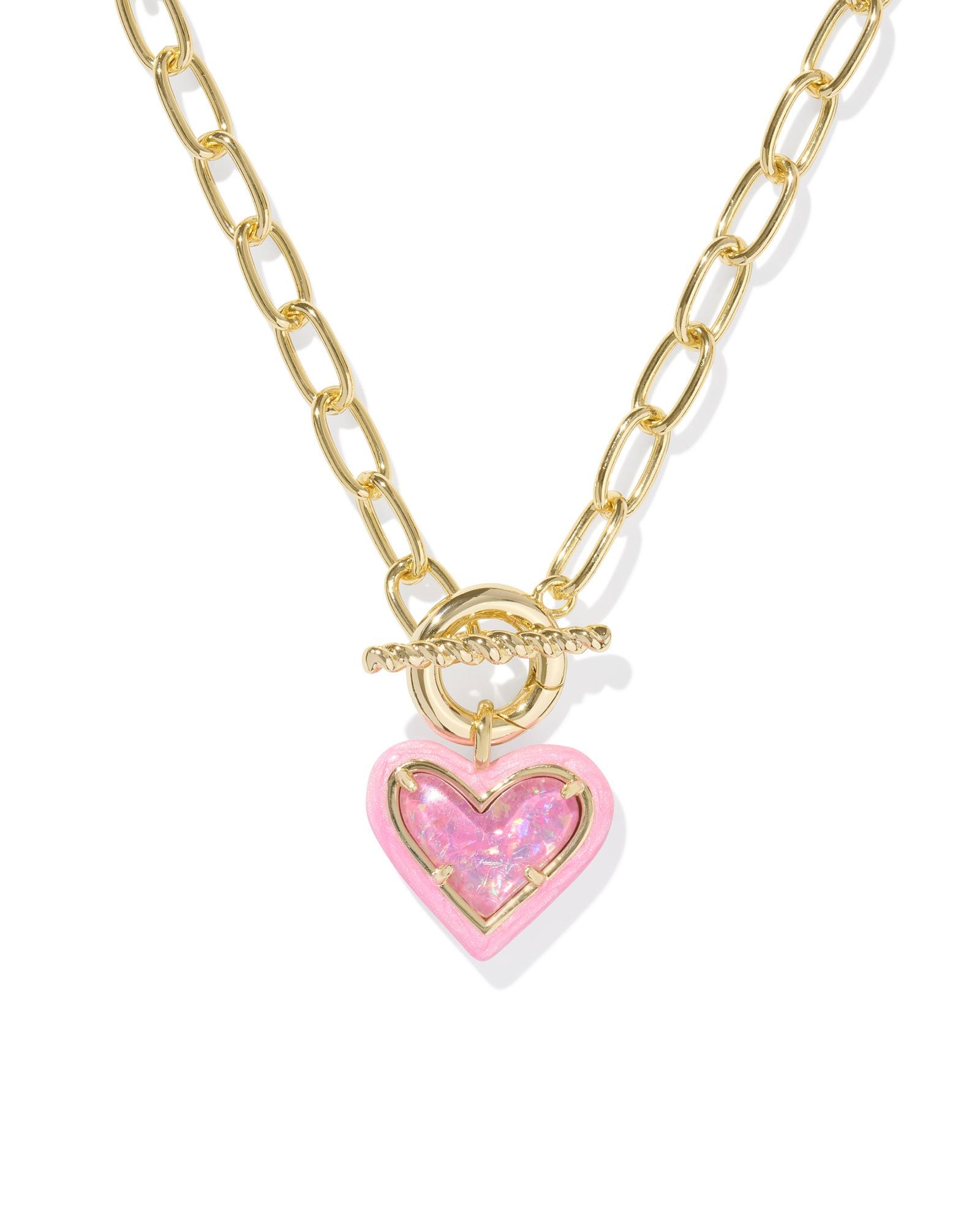 Kendra Scott ARI HEART ENAMEL FRAME LINK AND CHAIN NECKLACE