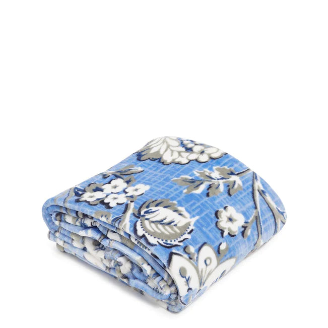Vera Bradley Plush Throw Blanket in Fleece-Sweet Garden Blue