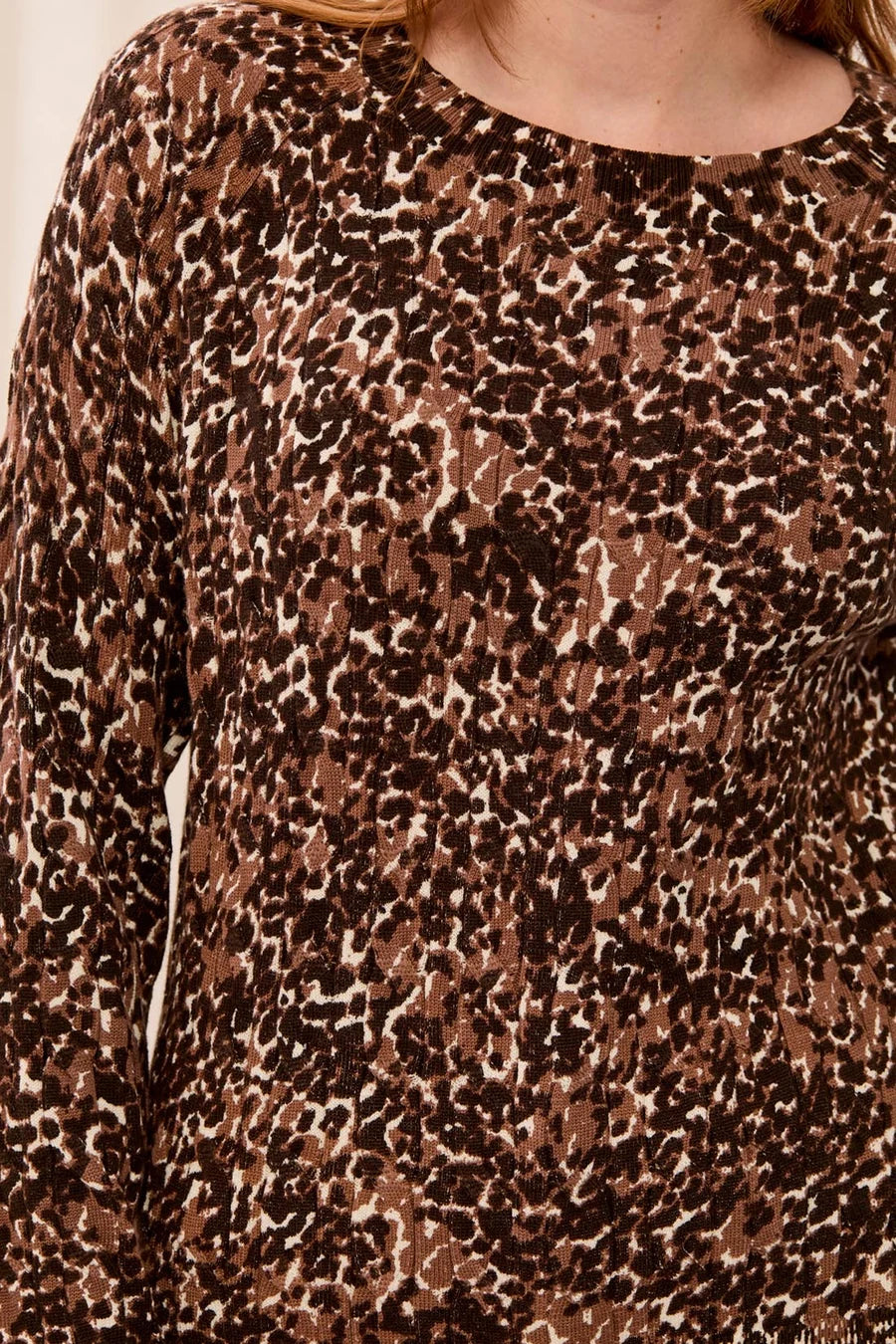 Tribal Printed Cable Cotton Crew Neck Sweater | Hickory