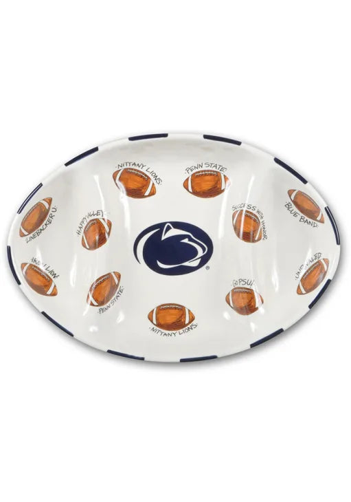 Penn State Three-Section Football Platter