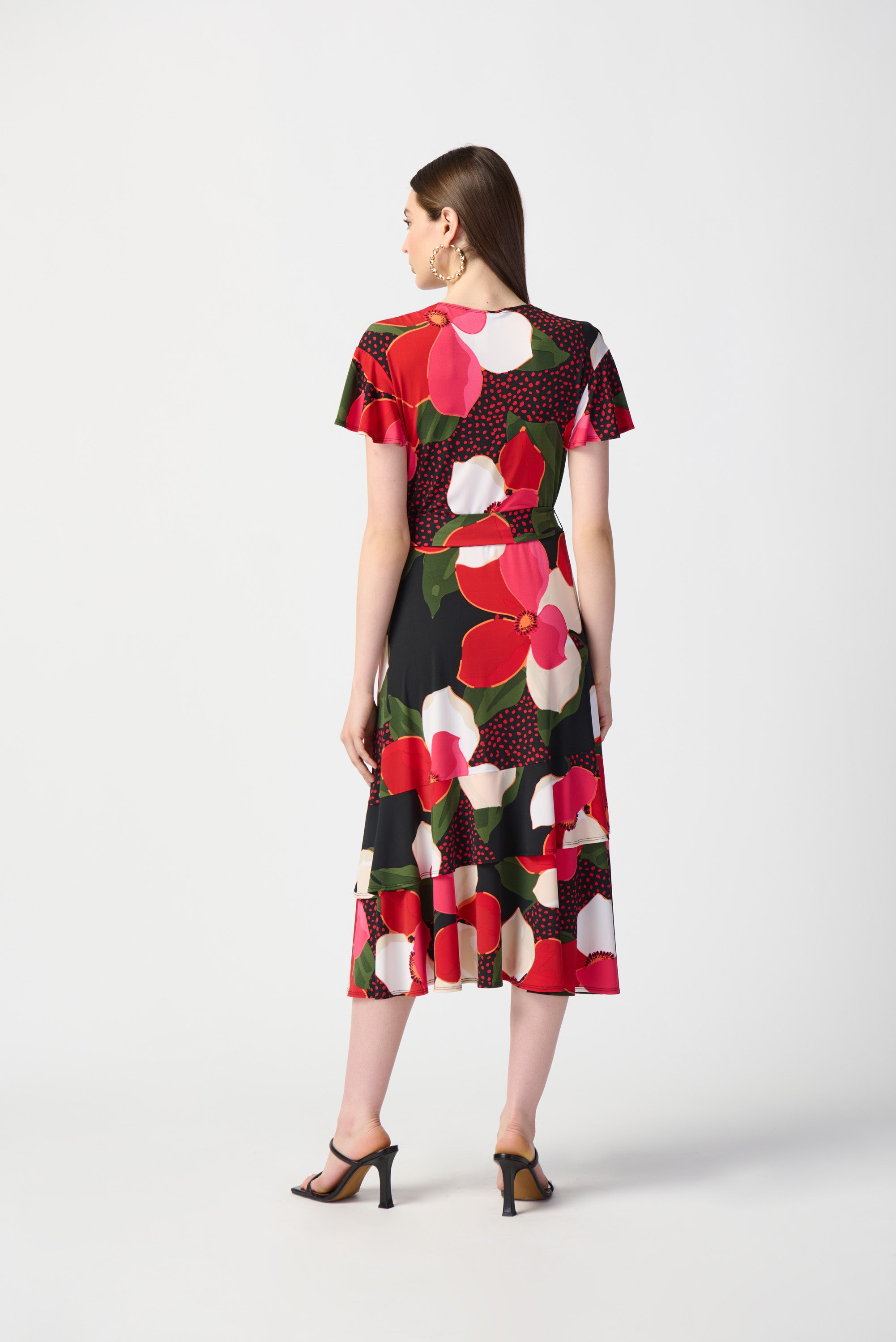 JOSEPH RIBKOFF Floral Print Belted Wrap Dress