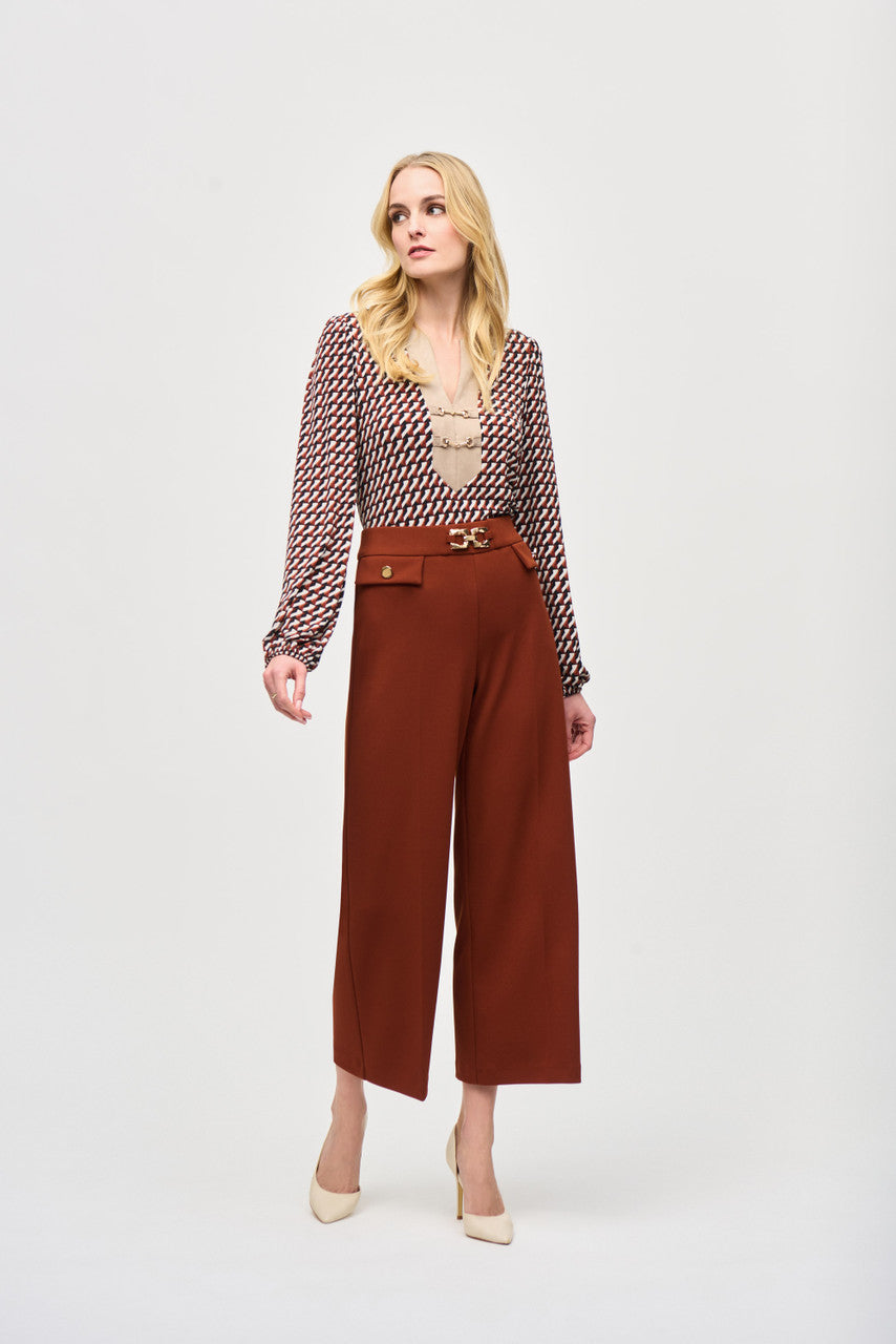 Joseph Ribkoff Wide Leg Pull On Cropped Pants