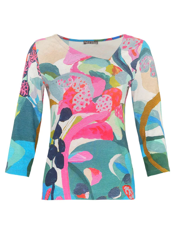 DOLCEZZA Vibrant Floral Print Tunic Top