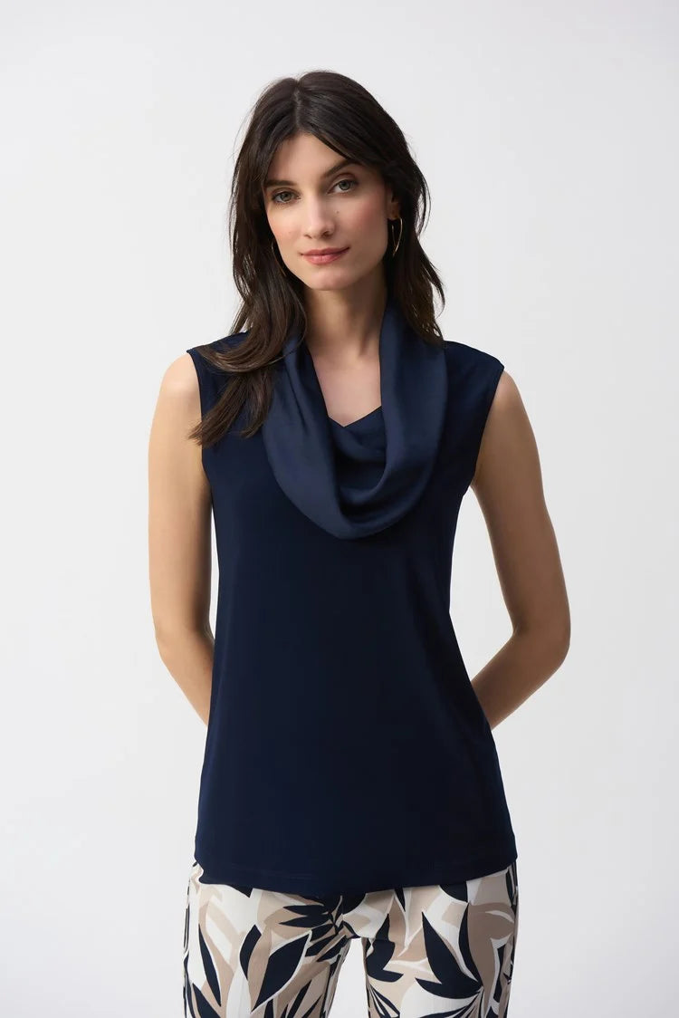 Joseph Ribkoff Silky Knit and Satin Sleeveless Top