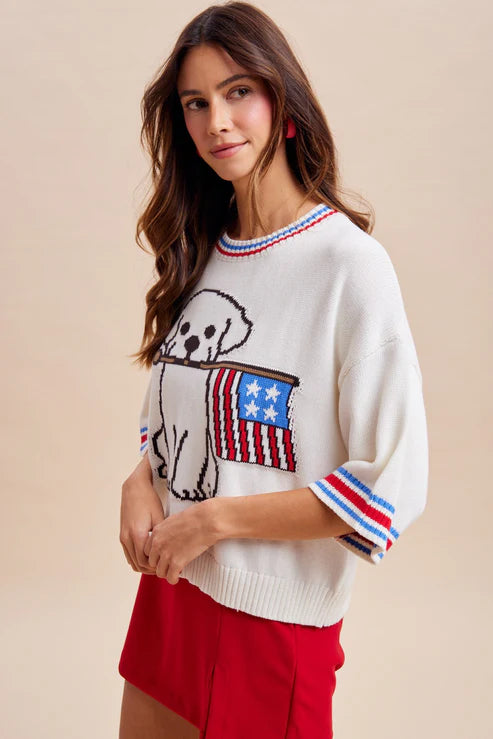 Patriotic Pup Graphic Sweater