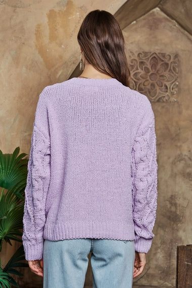Cable Knit Lilac Sweater