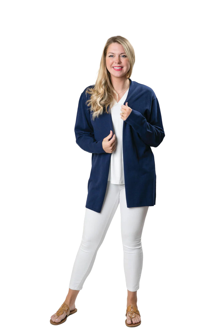 NOREEN CARDIGAN NAVY WITH WHITE ANCHOR
