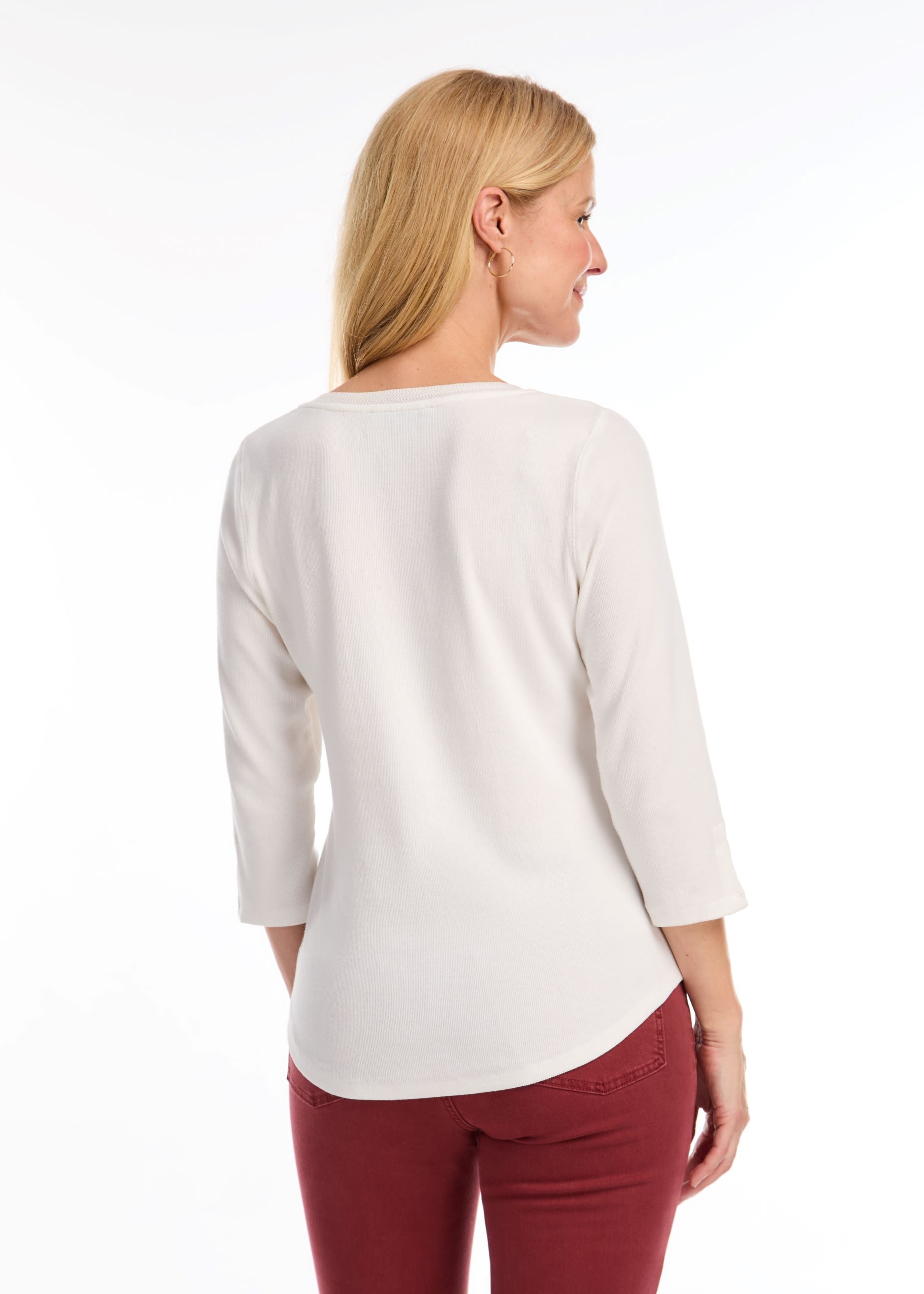 FDJ Ivory V-Neck Top