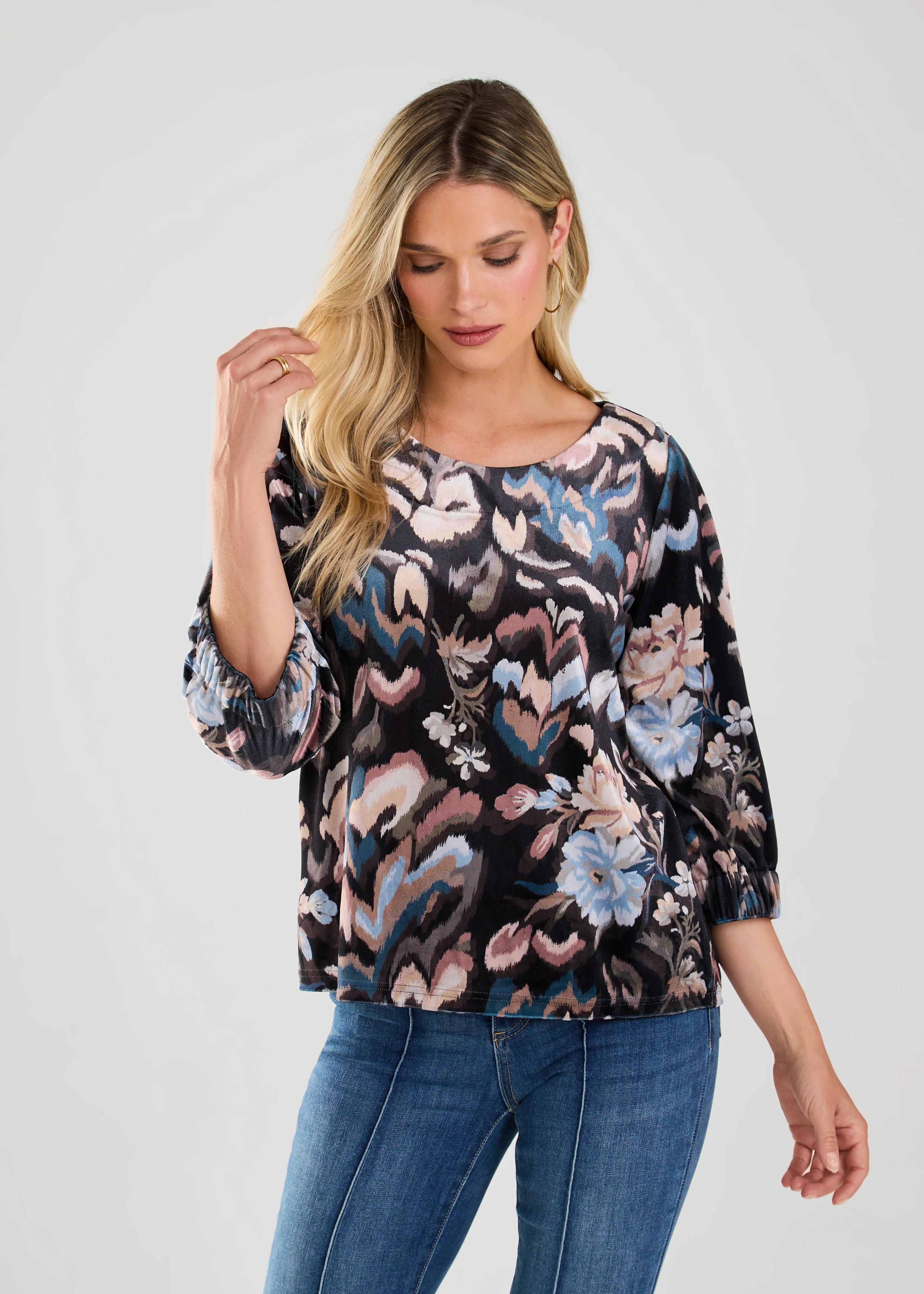 FDJ- Velvet 3/4 Sleeve Blouse