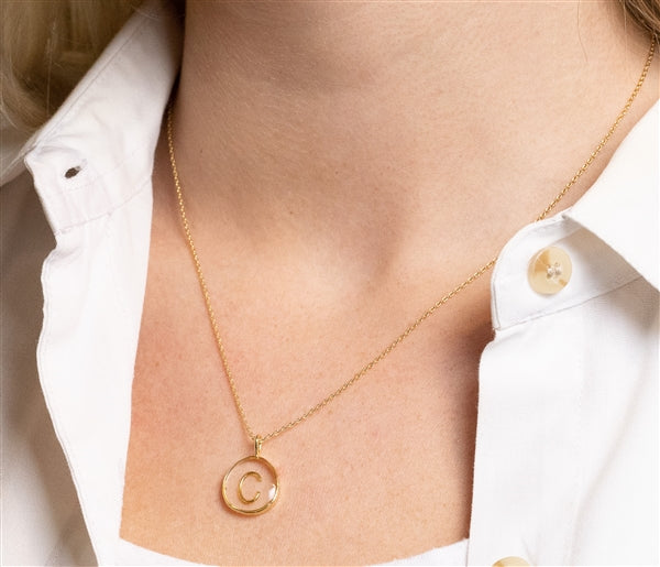 CAI Gold Classic Clear Initial Necklaces