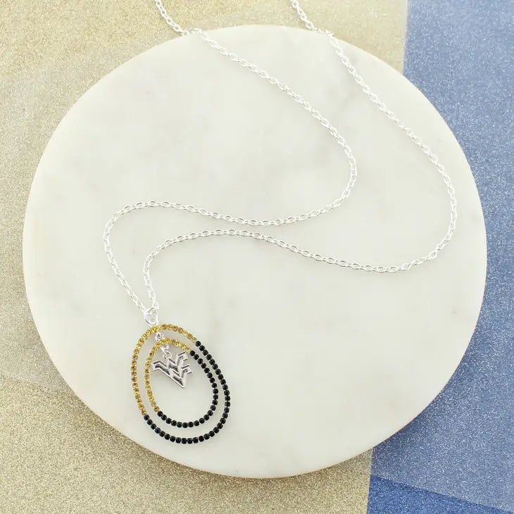 34” West Virginia Crystal Logo Necklace - Juli's Wearable Art