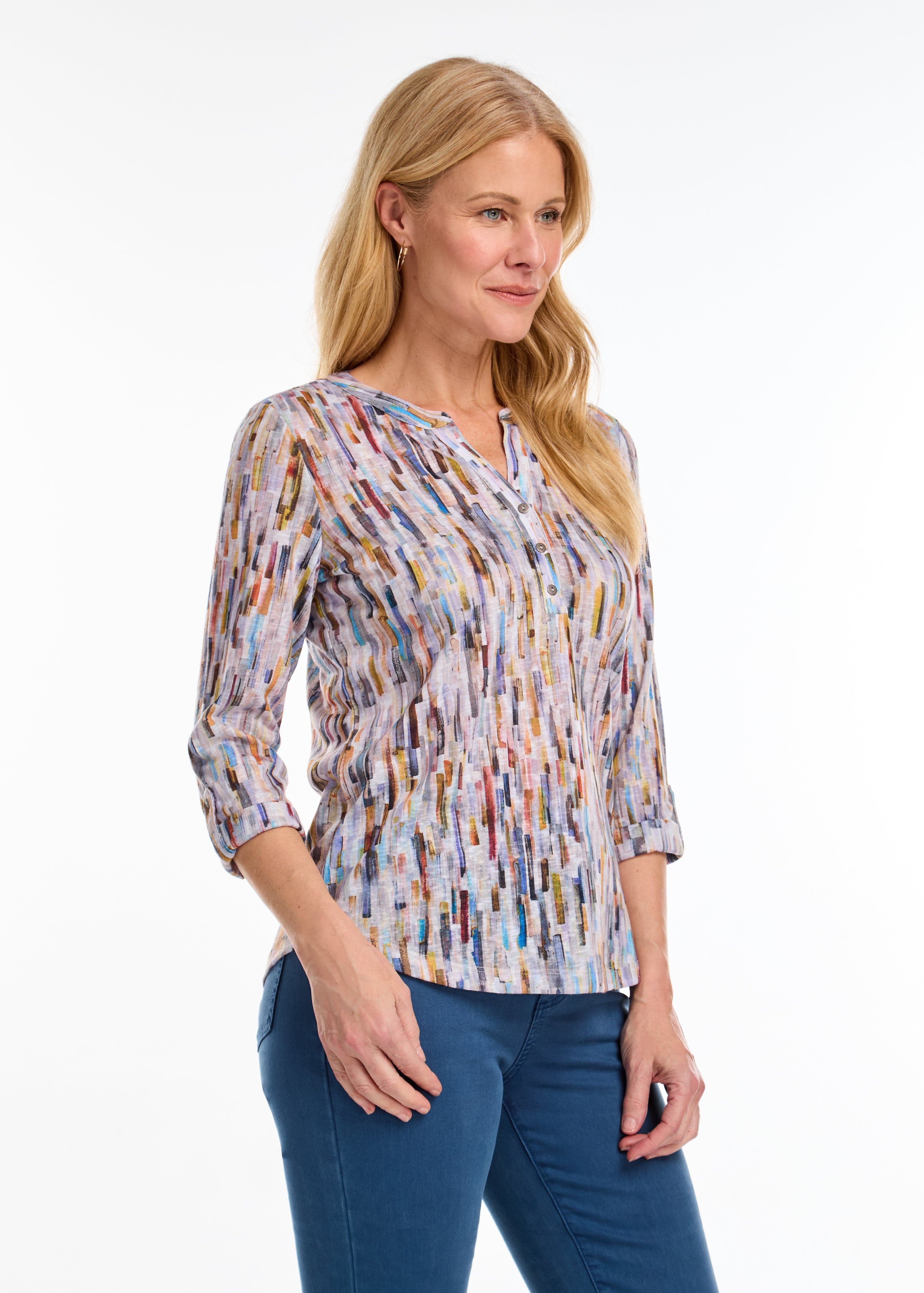 FDJ Stained Glass Print Henley Top