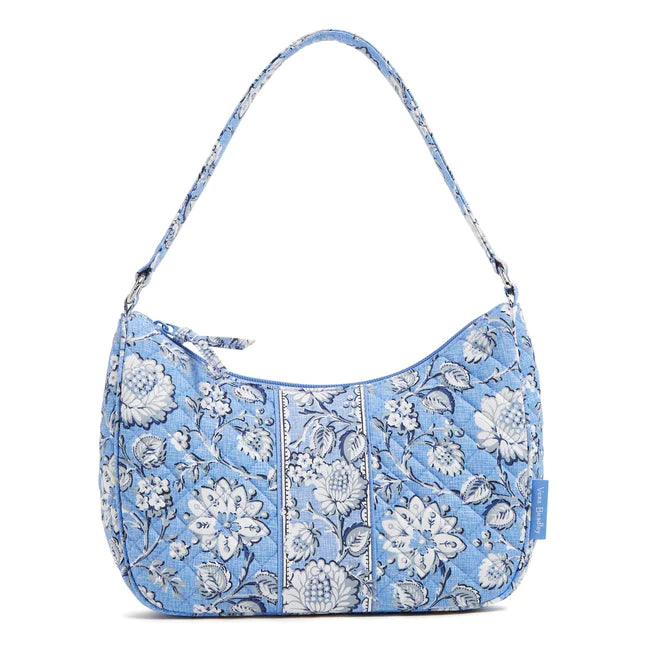 Vera Bradley Frannie Crescent Crossbody Bag in Cotton-Sweet Garden Blue