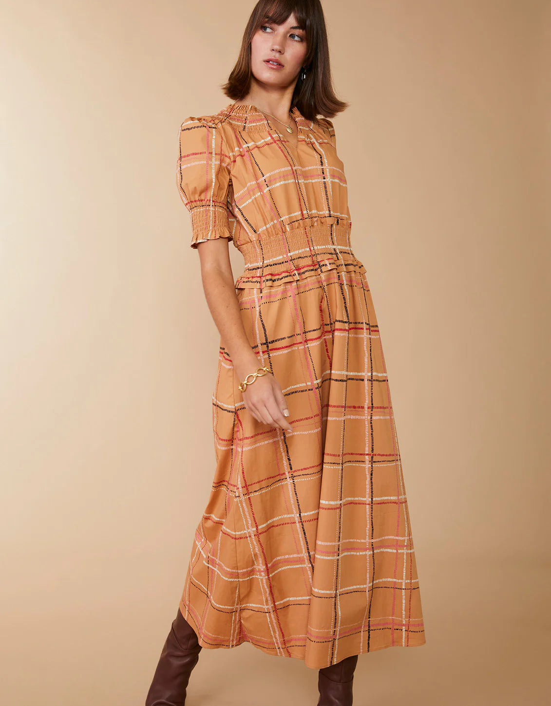 Spartina Adelaide Midi Dress Botanic Garden Dash Plaid