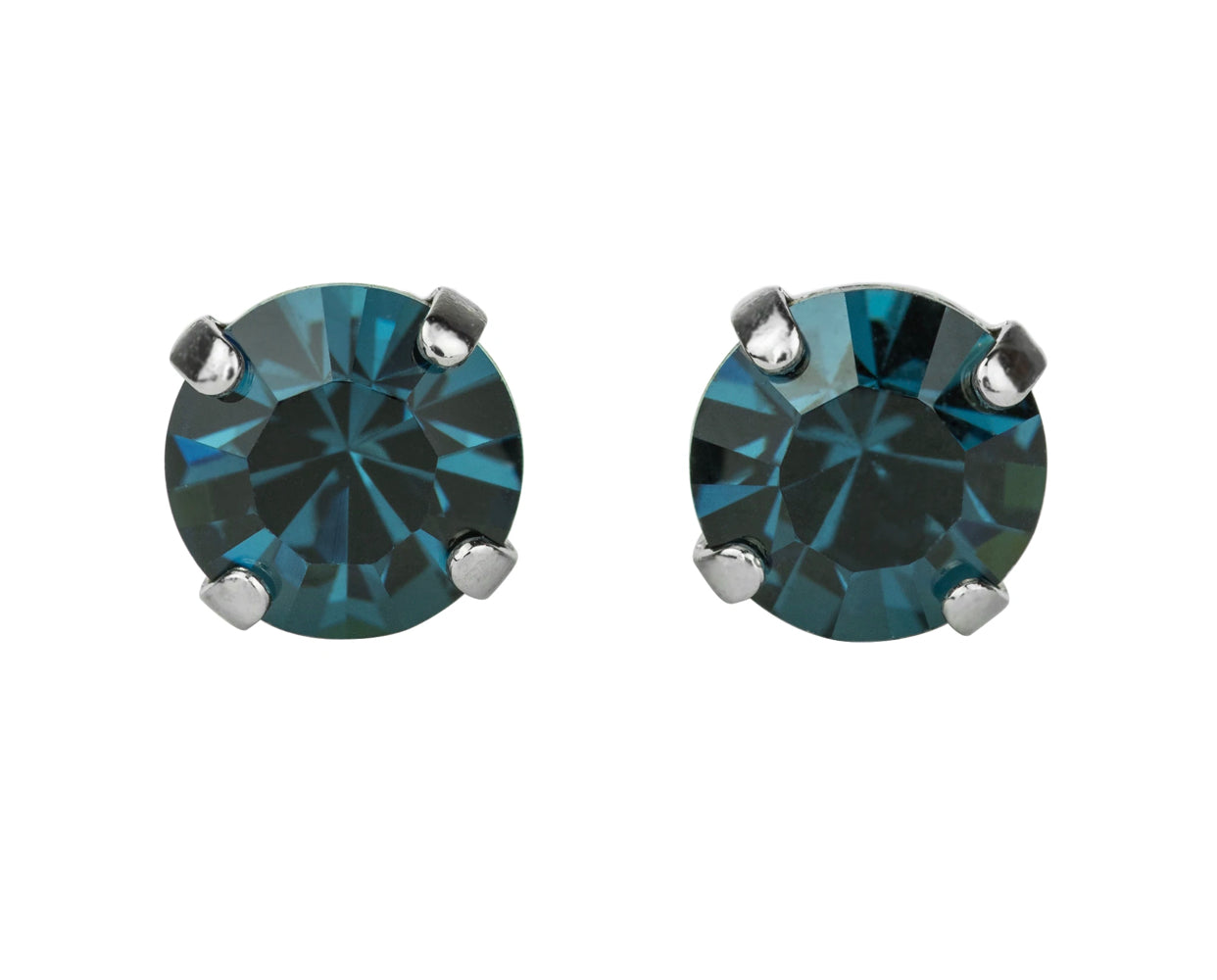 Mariana Rhodium Plated Must-Have Crystal Post Earrings in “Montana Blue”