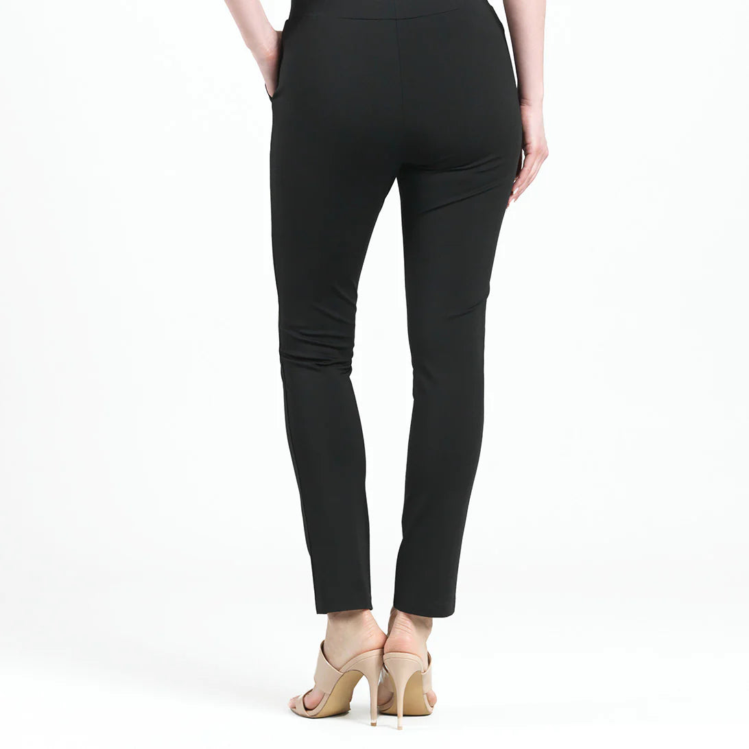 Clara Sunwoo Rayon-Ponte Knit - Straight Leg Pocket Pant - Black