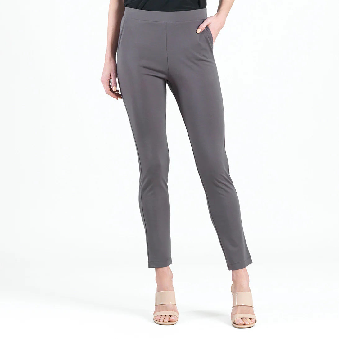 Clara Sunwoo Rayon-Ponte Knit - Straight Leg Pocket Pant - Mocha