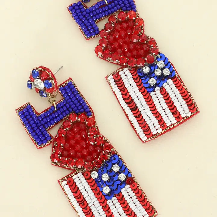 Patriotic Beaded Earrings