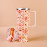 40 oz Lifestyle Flip Straw Tumbler - Patchwork Pumpkins - Juli's Wearable Art