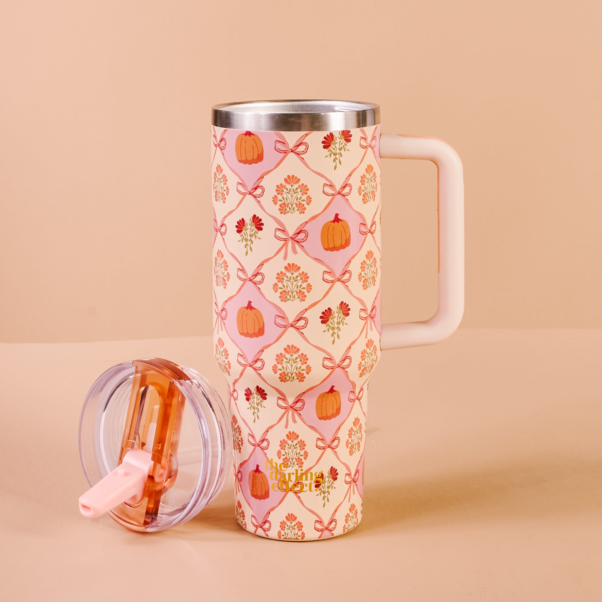 40 oz Lifestyle Flip Straw Tumbler - Patchwork Pumpkins - Juli's Wearable Art