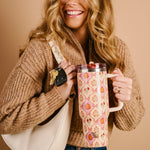 40 oz Lifestyle Flip Straw Tumbler - Patchwork Pumpkins - Juli's Wearable Art