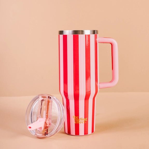 40 oz Lifestyle Flip Straw Tumbler - Peppermint Stripes - Juli's Wearable Art