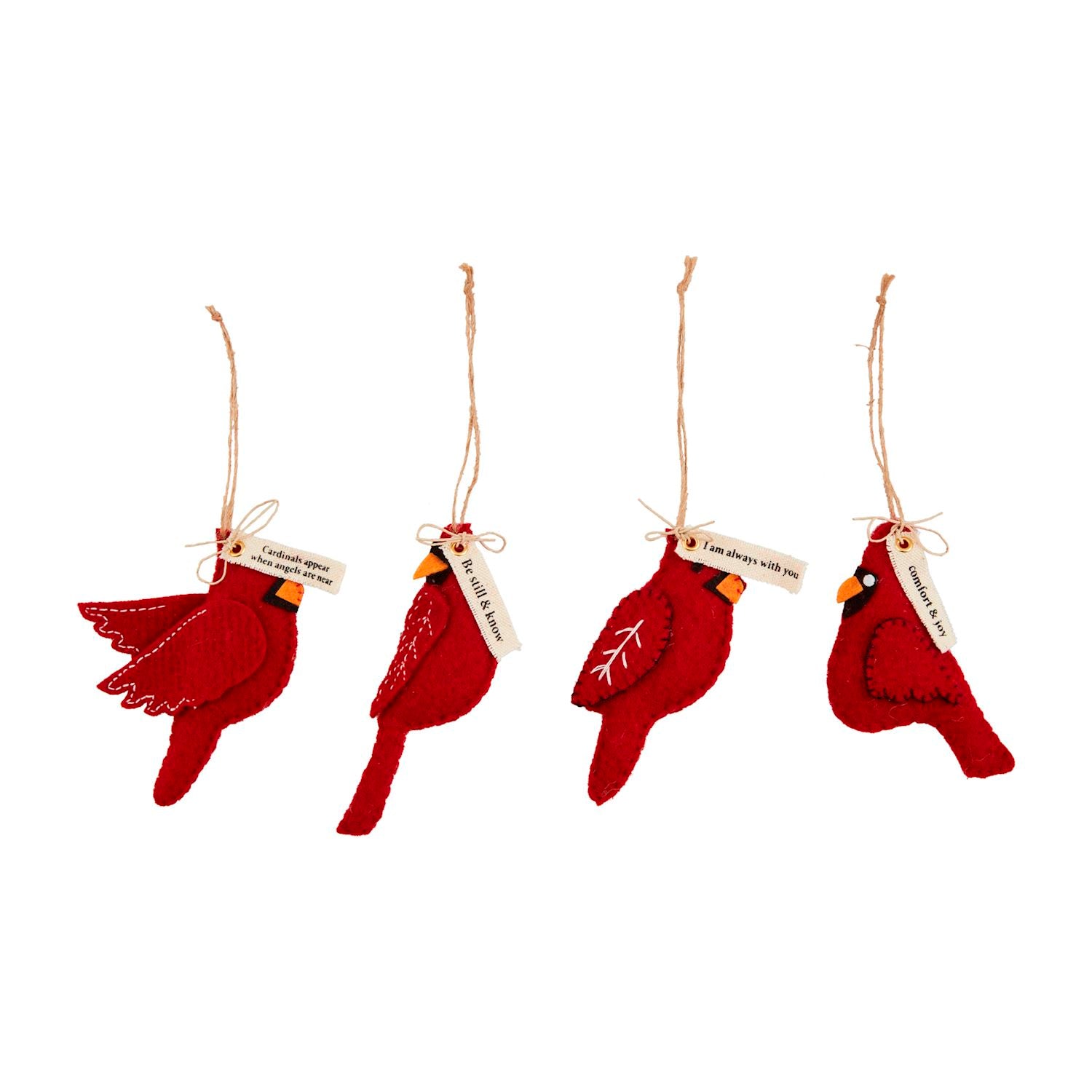 Mudpie Felt Cardinal Ornaments