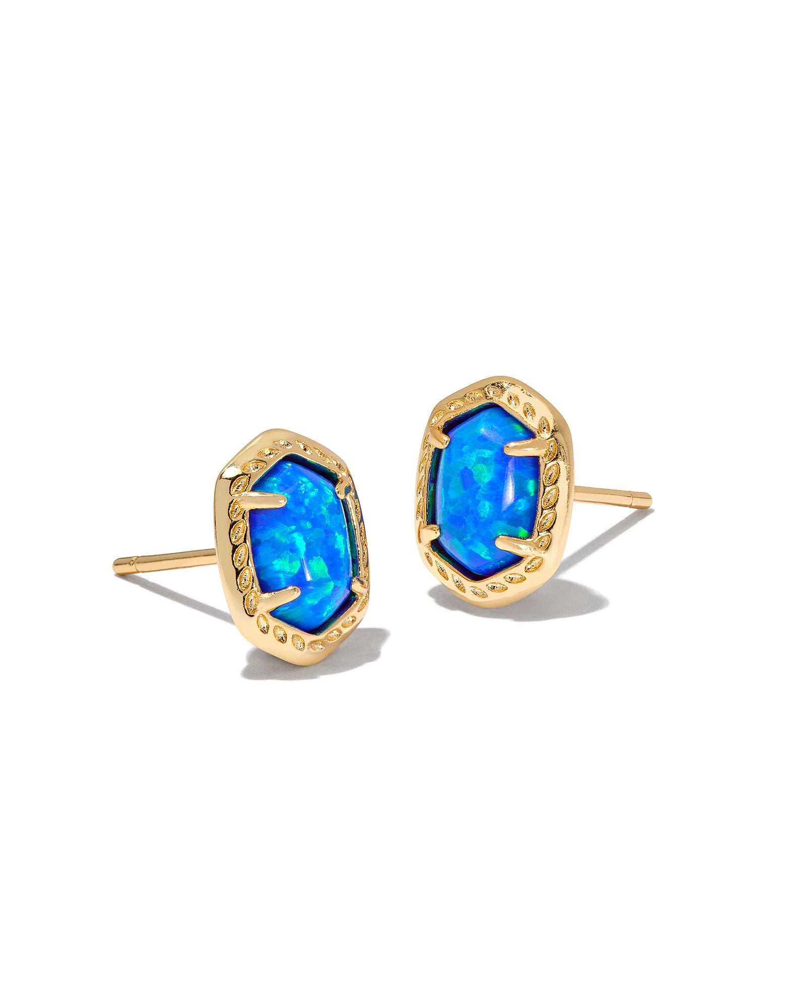 Kendra Scott Daphne Gold & Bright Blue Opal Framed Stud Earrings