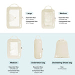 5 - Piece Compression Packing Cube Set – Beige Eco Travel Organizers - Juli's Wearable Art