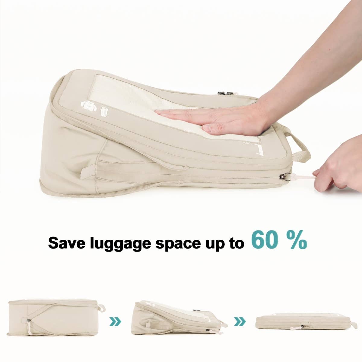 5 - Piece Compression Packing Cube Set – Beige Eco Travel Organizers - Juli's Wearable Art