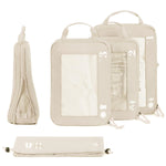 5 - Piece Compression Packing Cube Set – Beige Eco Travel Organizers - Juli's Wearable Art