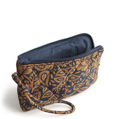 Vera Bradley Zip Wristlet in Nylon-Lotus Montage Roasted Pecan