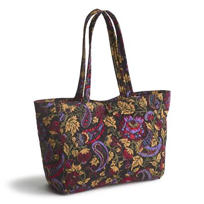 Vera Bradley Small Hathaway Tote in Cotton- Midnight Garden Paisley