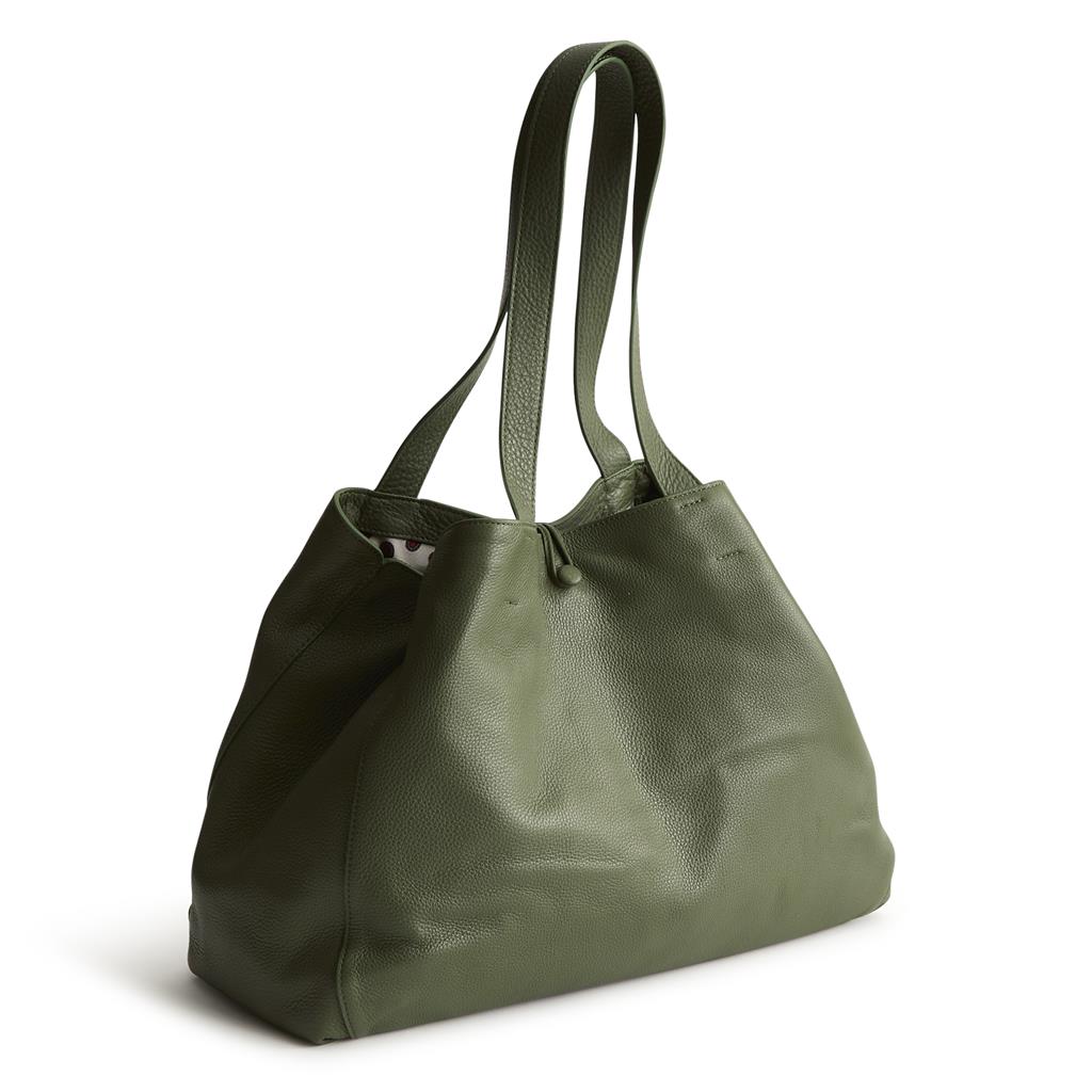 Vera Bradley Hathaway Tote in Leather - Bronze Green