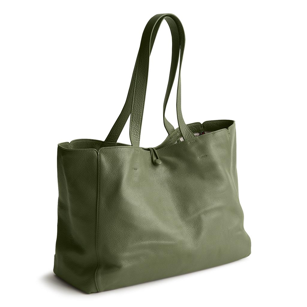 Vera Bradley Hathaway Tote in Leather - Bronze Green