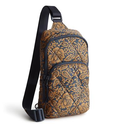 Vera Bradley Lorman Sling Backpack in Nylon-Lotus Montage Roasted Pecan