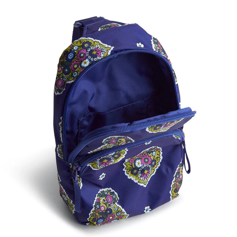 Vera Bradley Small Lorman Sling Backpacks in Ripstop Polyester - Kew Gardens Blue